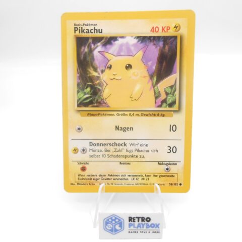 1999 Pokémon PIKACHU 58/102 Base Set DE Vintage Karte