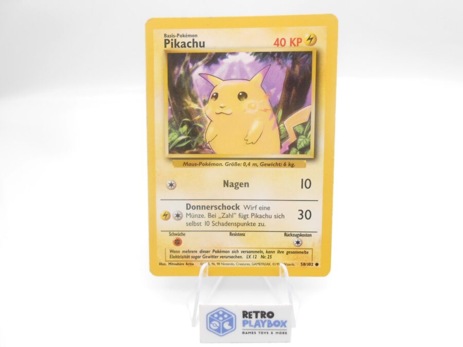1999 Pokémon PIKACHU 58/102 Base Set DE Vintage Karte