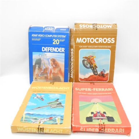 Atari 2600 4x nur Verpackungen Defender Motocross Wüstenschlacht Ferrari