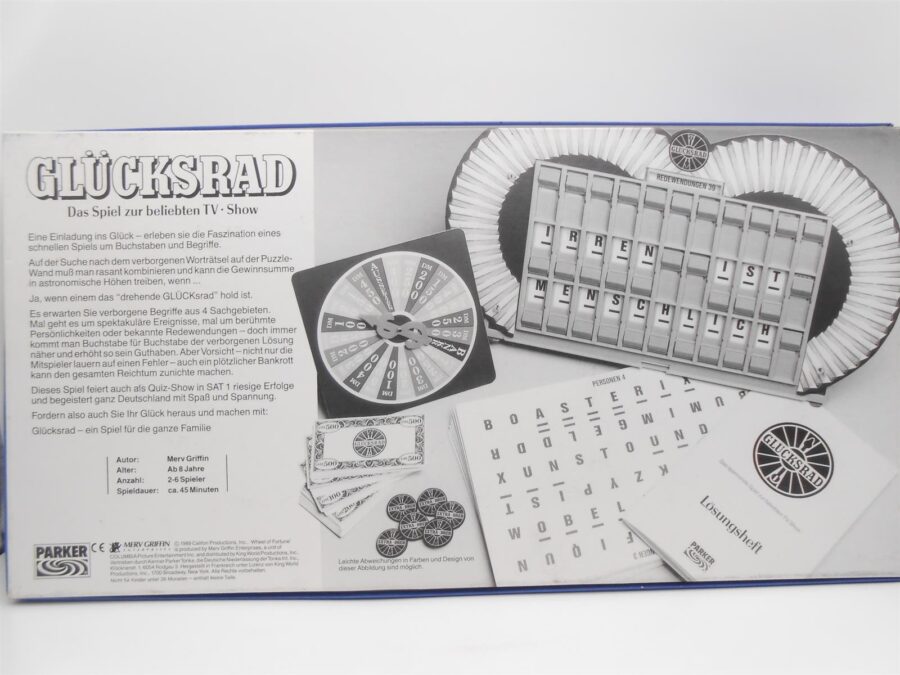 Glücksrad Brettspiel Gesellschaftsspiel Parker 1989 Das Spiel zur TV Show