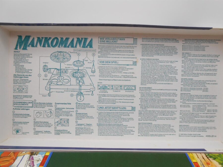 MANKOMANIA Gesellschaftsspiel MB Spiel (ein Haus fehlt) Retro 1985